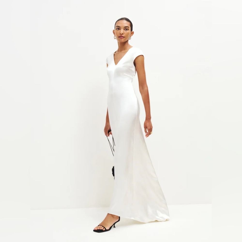 Reformation Genna Silk Dress Ivory | bridal wedding gown